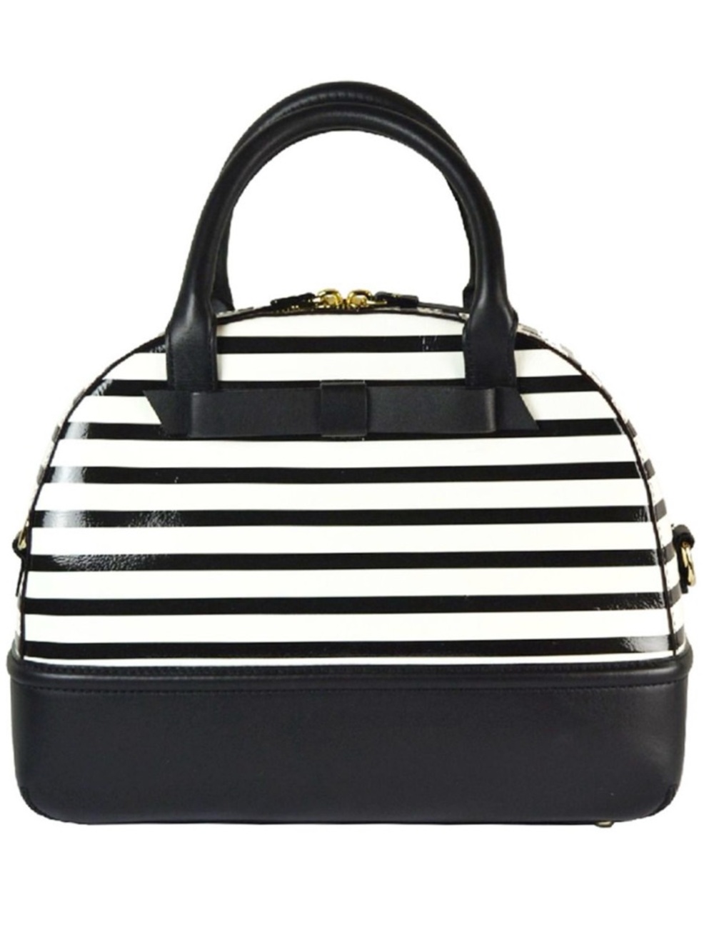 KATE SPADE ♠️ New York 🖤Porter🖤 CHELSEA PARK PATENT STRIPE SATCHEL BAG 🌟EUC🌟